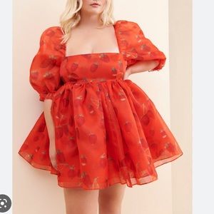 Selkie Red Strawberry-Print Mini Dress